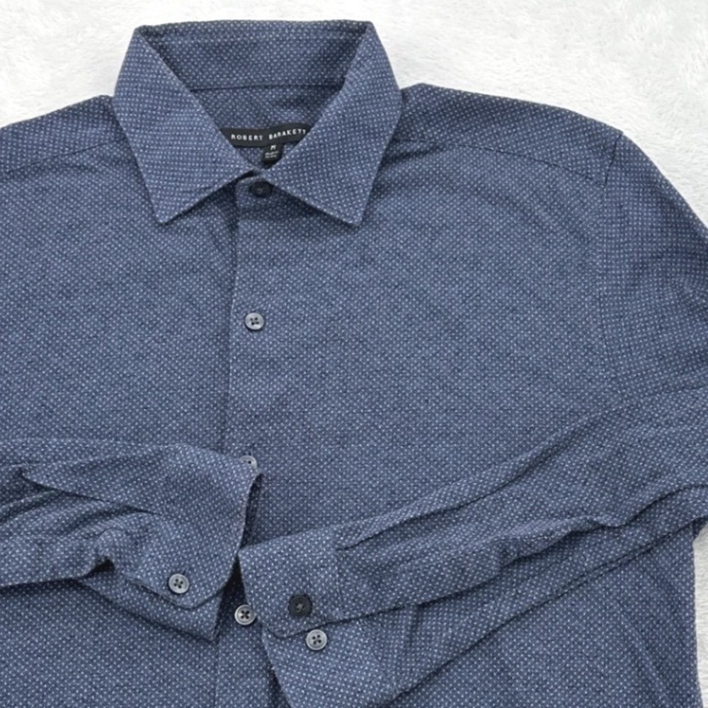 Robert Barakett Mens Button Down Shirt M Blue Micro Dot Quiet Confidence LS